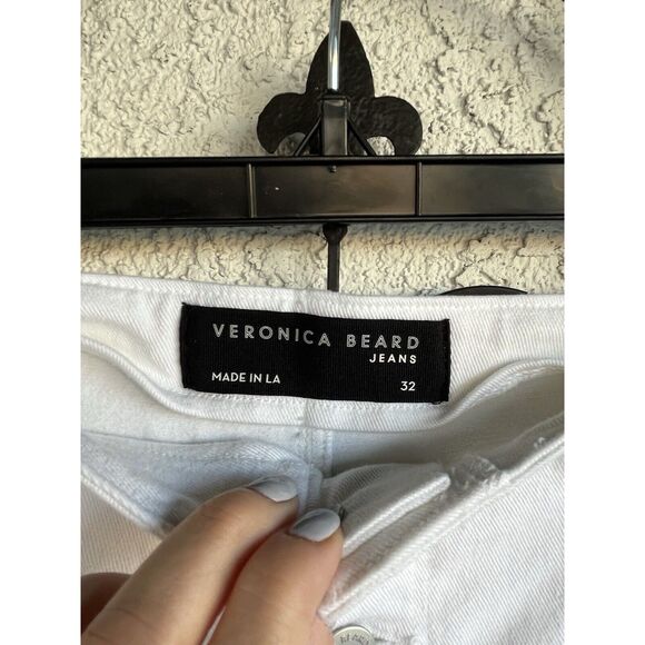 Veronica Beard Crossbow Crop Wide Crop High Rise Jeans - Size 32 - White - Picture 7 of 9